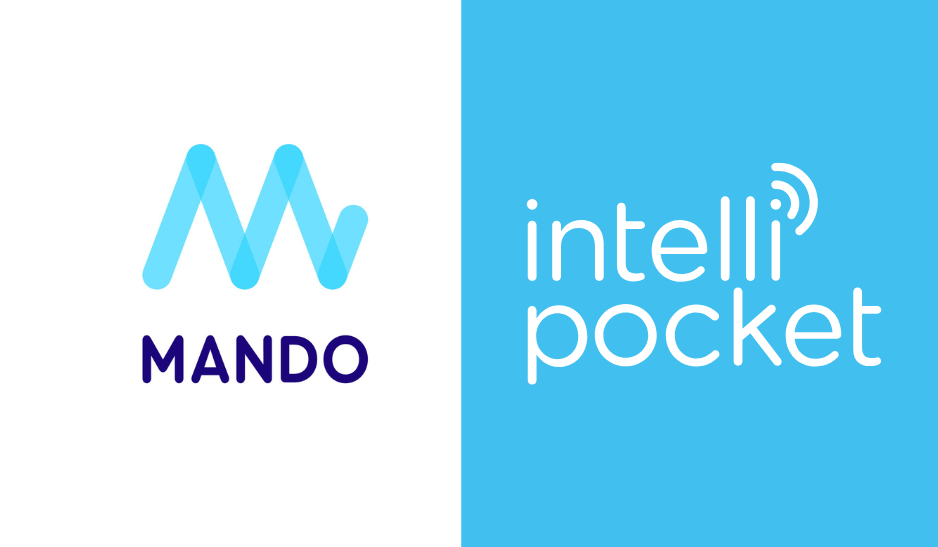 Mando- ja Intellipocket-yritysten logot rinnakkain kuvaamassa kassajärjestelmän ja kanta-asiakasohjelman saumatonta integraatiota.