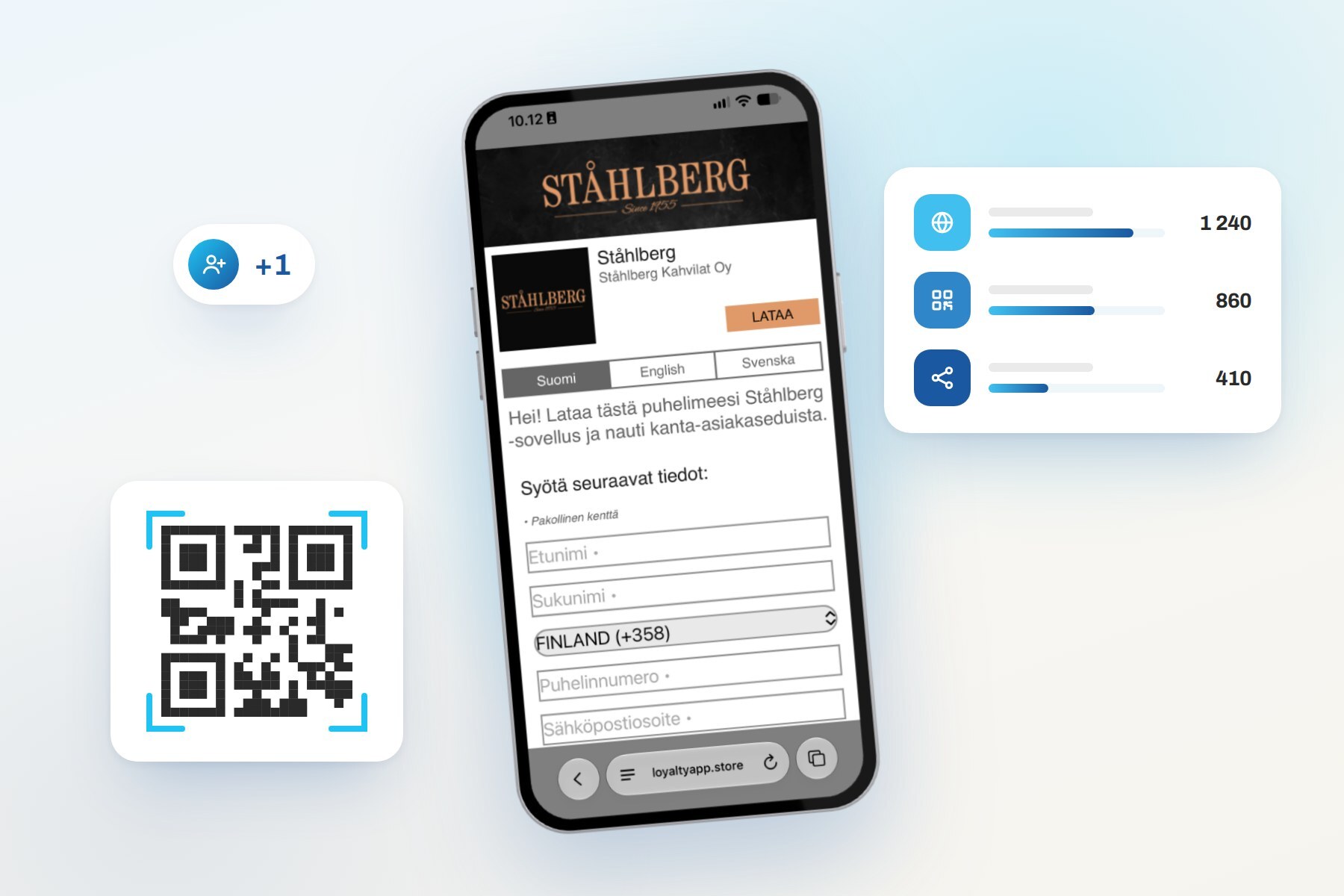 Ståhlberg digital signup form, QR code and signup channel tracking